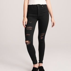 Abercrombie & Fitch Harper Super Skinny Black Distressed Jeans